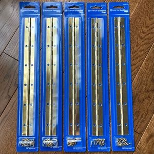 5 Continuous Piano Long Hinges and Screws Brass Finish 12 inch Reinforcement